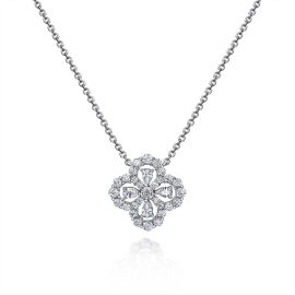 925 Four-leaf Clover Necklace Pendant Full Diamond Clavicle Chain Small Fresh Female Necklace 40+5