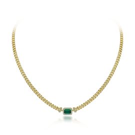 1ct Cultured Emerald Pendant 925 Silver Adjustable Simple Necklace 40+5+3cm