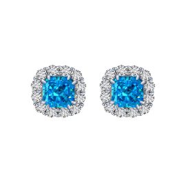 2ct high carbon diamond earrings 925 inlaid 7*7 ice flower cut simple design