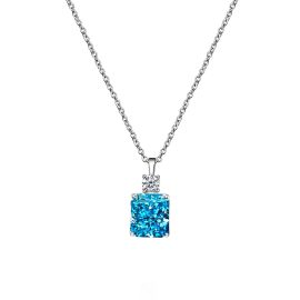 925 Silver 8.5ct High Carbon Diamond Pendant 9*10 Ice Flower Cut Women's All-match Necklace 40+5