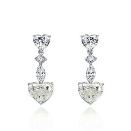 5 carat high carbon diamond earrings inlaid with love 10*12 beautiful temperament women's earrings silver